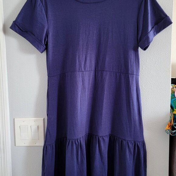 NWT Blue Berryou Short Sleeve Pocket Ruffle Swing Casual Shift Dress Size Small - Picture 9 of 16